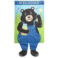 Recinto 13 x 18 in. Double Applique Black Bear Welcome Polyester Garden Flag RE3458025